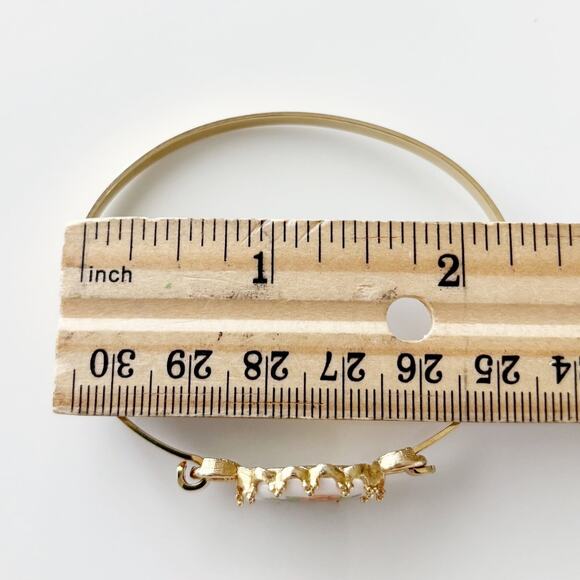 Vintage Avon Ceramic Floral Bangle Bracelet Gold Tone - Picture 7 of 11